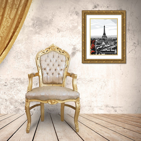 Paris I Gold Ornate Wood Framed Art Print with Double Matting by Fairbrother, Jo