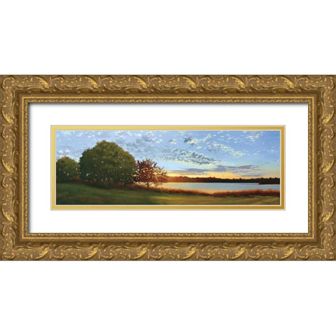 Lakeside Sunrise Gold Ornate Wood Framed Art Print with Double Matting by Peterson, Julie