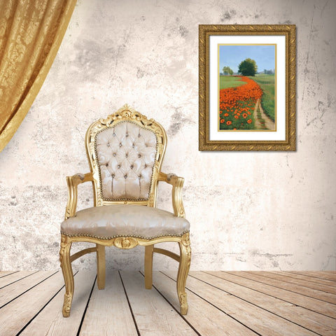 Poppy Field Gold Ornate Wood Framed Art Print with Double Matting by Peterson, Julie