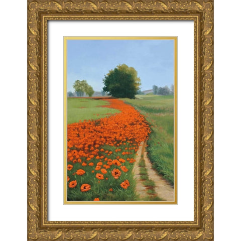 Poppy Field Gold Ornate Wood Framed Art Print with Double Matting by Peterson, Julie