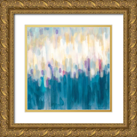 Drops of Indigo Gold Ornate Wood Framed Art Print with Double Matting by Parker, Karen Lorena