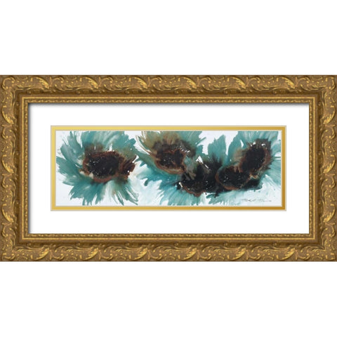 Peacock Dance Gold Ornate Wood Framed Art Print with Double Matting by Barnes, Natasha