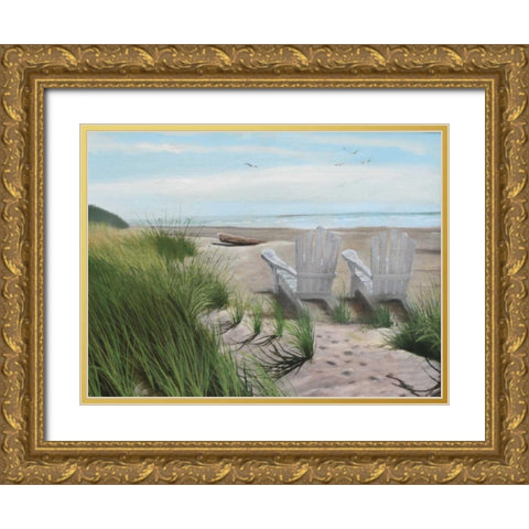 Perfect Spot on the Beach Gold Ornate Wood Framed Art Print with Double Matting by Peterson, Julie