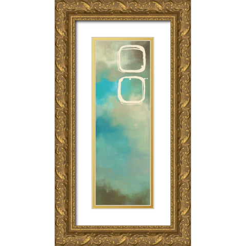 Retro in Aqua and Khaki III Gold Ornate Wood Framed Art Print with Double Matting by Maitland, Laurie