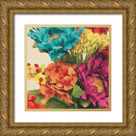 Pop Art Flowers I Gold Ornate Wood Framed Art Print with Double Matting by Anderson, Jocelyn