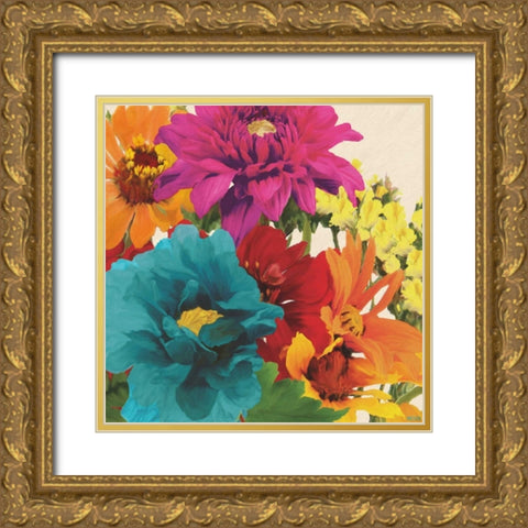 Pop Art Flowers II Gold Ornate Wood Framed Art Print with Double Matting by Anderson, Jocelyn