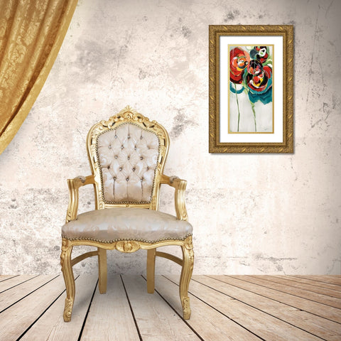 Wasabi Rose I Gold Ornate Wood Framed Art Print with Double Matting by Maritz, Angela