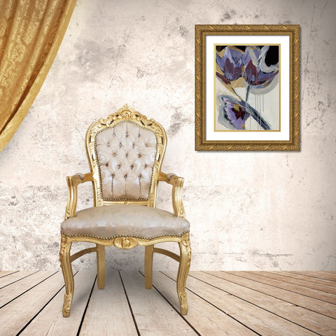 Floral Impressions I Gold Ornate Wood Framed Art Print with Double Matting by Maritz, Angela