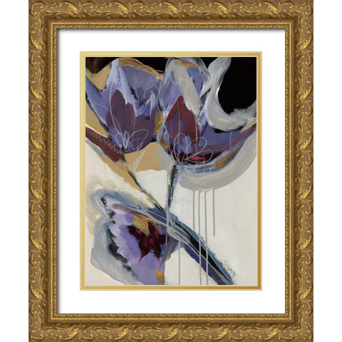 Floral Impressions I Gold Ornate Wood Framed Art Print with Double Matting by Maritz, Angela