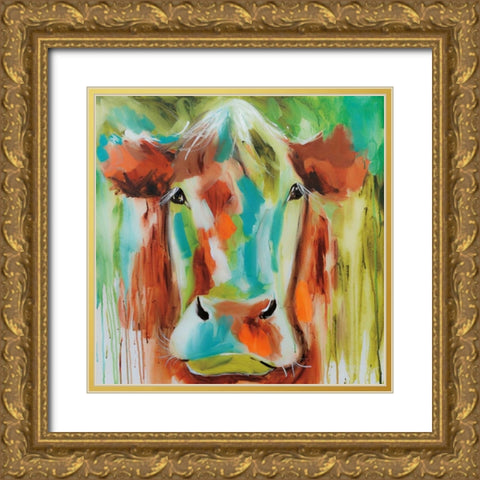 Misty Pasture Gold Ornate Wood Framed Art Print with Double Matting by Brooks, Amanda J.