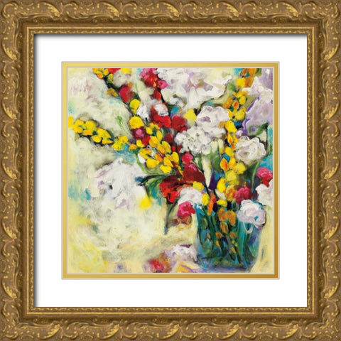 Echoes in Yellow and White  Gold Ornate Wood Framed Art Print with Double Matting by Eider, Georgia