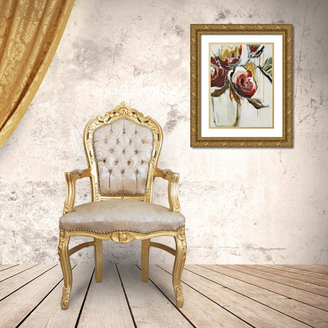 Florist Pickings Gold Ornate Wood Framed Art Print with Double Matting by Maritz, Angela