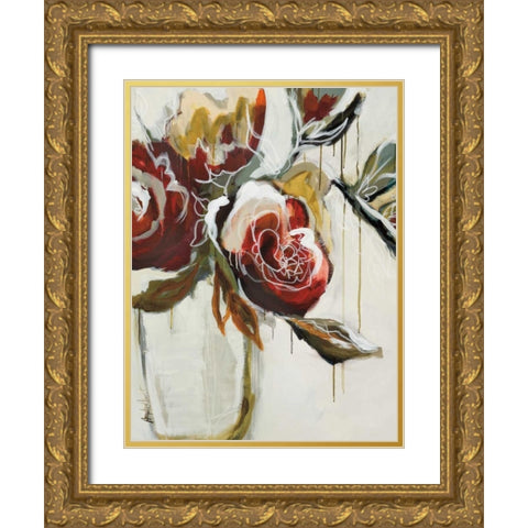 Florist Pickings Gold Ornate Wood Framed Art Print with Double Matting by Maritz, Angela