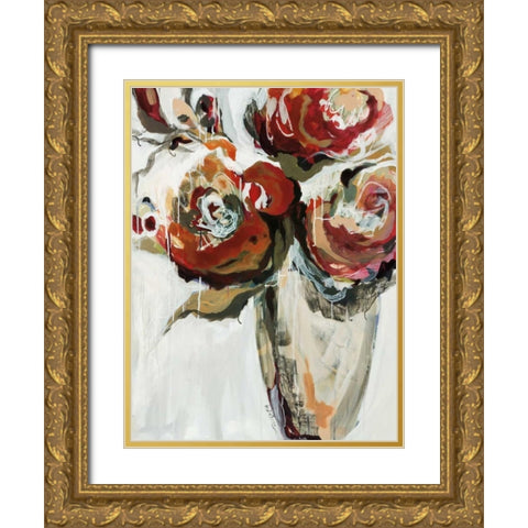 Persimmon Blooms Gold Ornate Wood Framed Art Print with Double Matting by Maritz, Angela