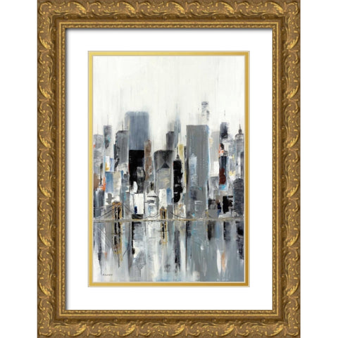 City Bridge Gold Ornate Wood Framed Art Print with Double Matting by Kadmiri, Aziz