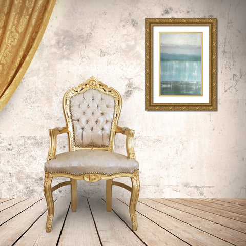 Twilight Blues Gold Ornate Wood Framed Art Print with Double Matting by Gold, Caroline