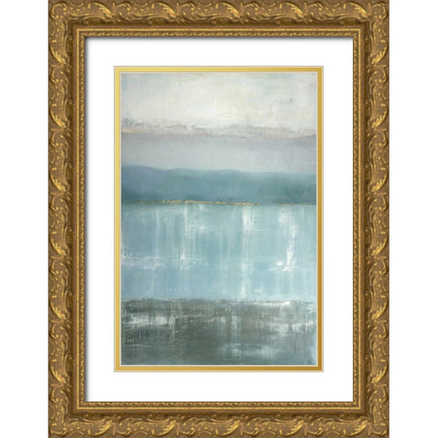 Twilight Blues Gold Ornate Wood Framed Art Print with Double Matting by Gold, Caroline