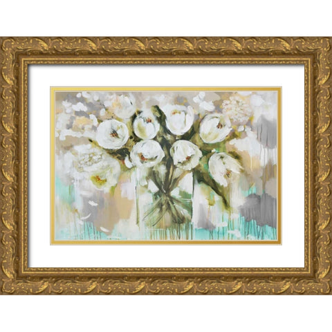 Pure Blanc Tulipa Gold Ornate Wood Framed Art Print with Double Matting by Brooks, Amanda J.