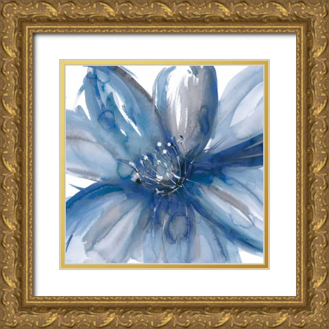 Blue Beauty I Gold Ornate Wood Framed Art Print with Double Matting by Meyers, Rebecca