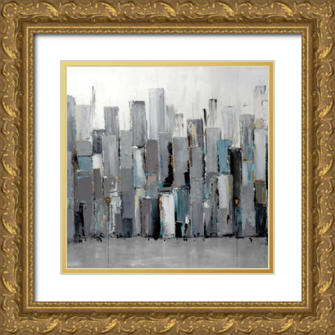 Blue Plaza Gold Ornate Wood Framed Art Print with Double Matting by Kadmiri, Aziz