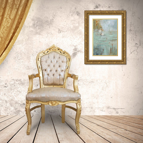 White Lotus Gold Ornate Wood Framed Art Print with Double Matting by Parker, Karen Lorena
