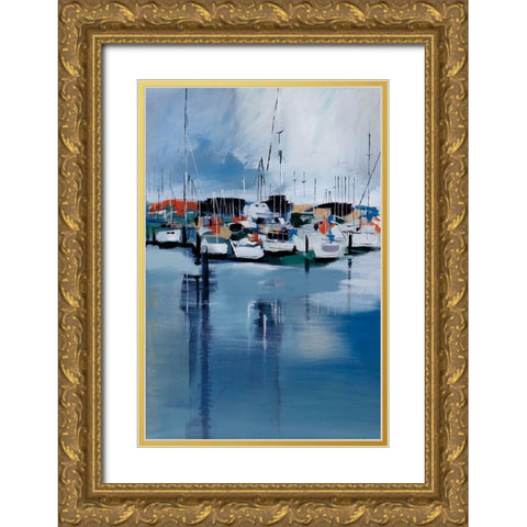 Docked Gold Ornate Wood Framed Art Print with Double Matting by Fitsimmons, A.