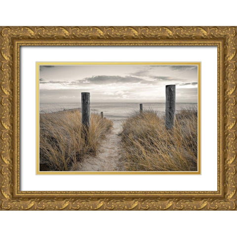 Beach Day Gold Ornate Wood Framed Art Print with Double Matting by Frank, Assaf