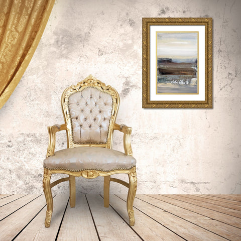 Hint Of Blue Gold Ornate Wood Framed Art Print with Double Matting by Snow, Aerial