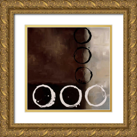 Beige Circles II Gold Ornate Wood Framed Art Print with Double Matting by Maitland, Laurie