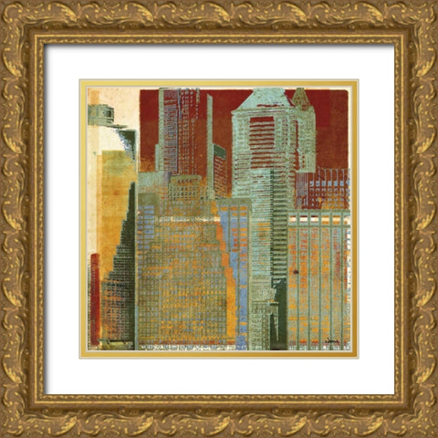 Urban Blocks I Gold Ornate Wood Framed Art Print with Double Matting by NOAH