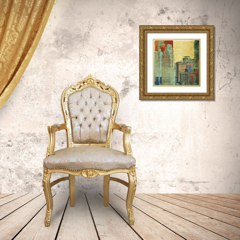 Urban Blocks II Gold Ornate Wood Framed Art Print with Double Matting by NOAH