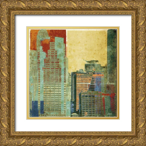 Urban Blocks II Gold Ornate Wood Framed Art Print with Double Matting by NOAH