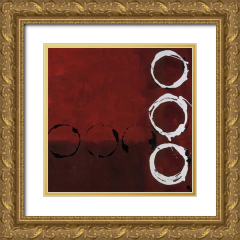 Red Circles II Gold Ornate Wood Framed Art Print with Double Matting by Maitland, Laurie