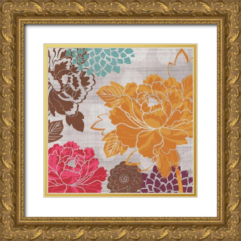 Peony Patterns II Gold Ornate Wood Framed Art Print with Double Matting by Venter, Tandi