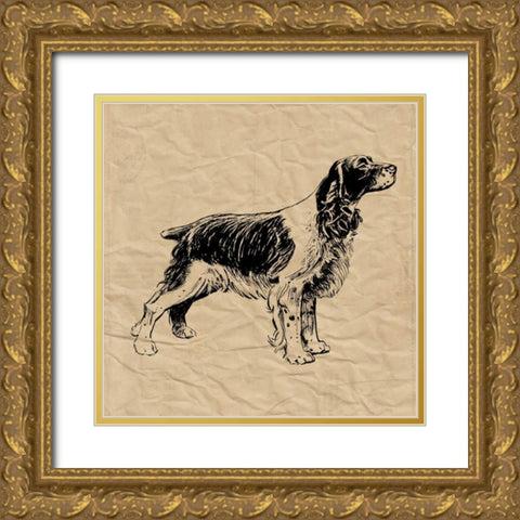 Spaniel Gold Ornate Wood Framed Art Print with Double Matting by Berg, Sabine