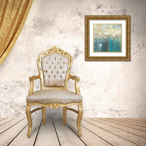 Aqua Light Gold Ornate Wood Framed Art Print with Double Matting by Parker, Karen Lorena
