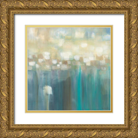 Aqua Light Gold Ornate Wood Framed Art Print with Double Matting by Parker, Karen Lorena