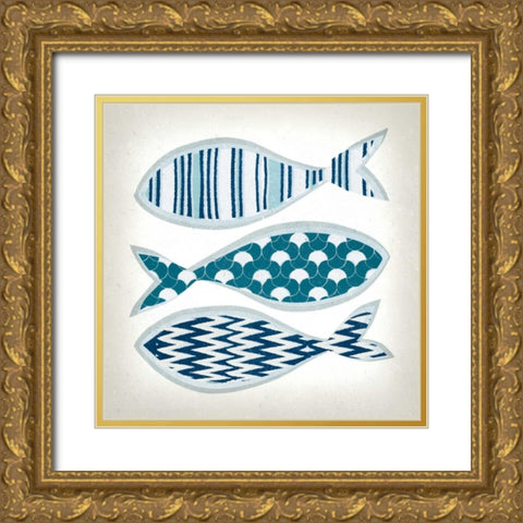 Fish Patterns I Gold Ornate Wood Framed Art Print with Double Matting by Venter, Tandi