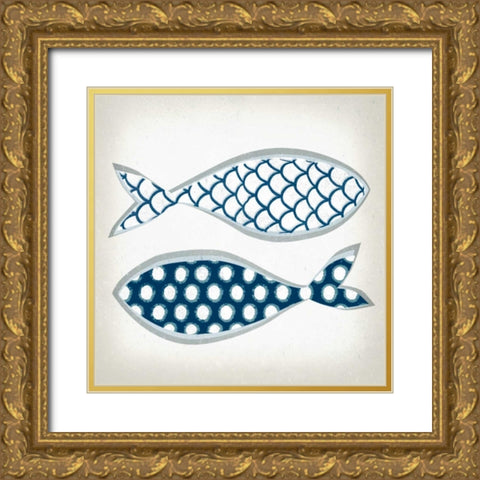 Fish Patterns II Gold Ornate Wood Framed Art Print with Double Matting by Venter, Tandi