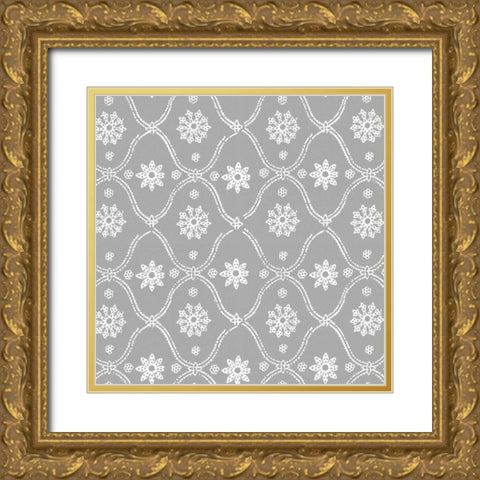 Woodblock Pattern II Gold Ornate Wood Framed Art Print with Double Matting by Berg, Sabine