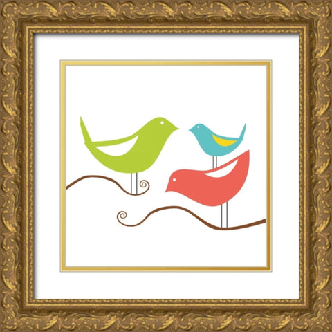Song Birds I Gold Ornate Wood Framed Art Print with Double Matting by Berg, Sabine