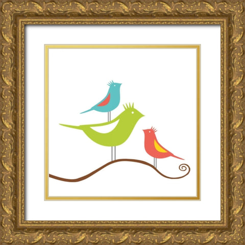 Song Birds II Gold Ornate Wood Framed Art Print with Double Matting by Berg, Sabine