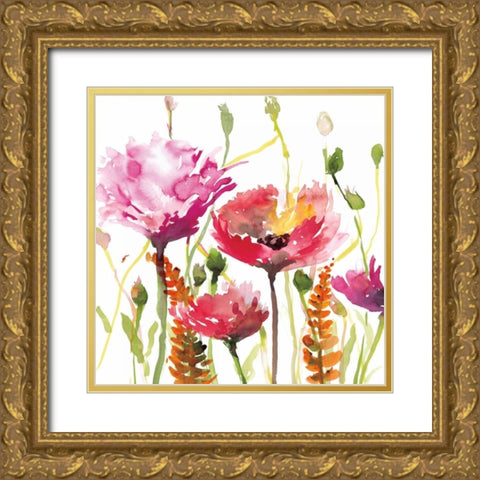Blooms and Buds Gold Ornate Wood Framed Art Print with Double Matting by Meyers, Rebecca