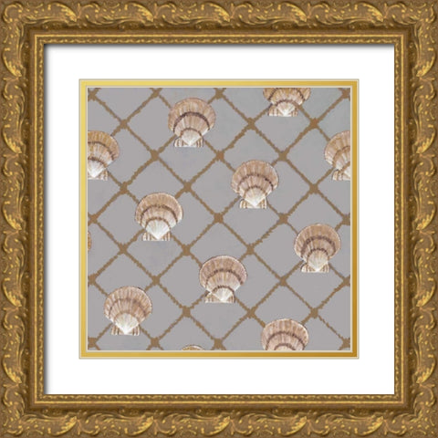 Scallop Shell Net Gold Ornate Wood Framed Art Print with Double Matting by Fisk, Arnie