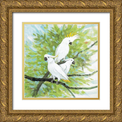 Cockatoos Gold Ornate Wood Framed Art Print with Double Matting by Fisk, Arnie