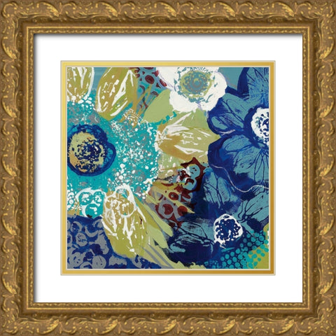Garden Blues I Gold Ornate Wood Framed Art Print with Double Matting by Bernsen, Leslie