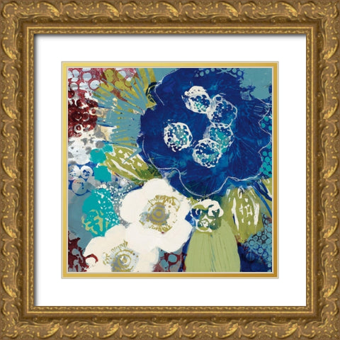 Garden Blues III Gold Ornate Wood Framed Art Print with Double Matting by Bernsen, Leslie