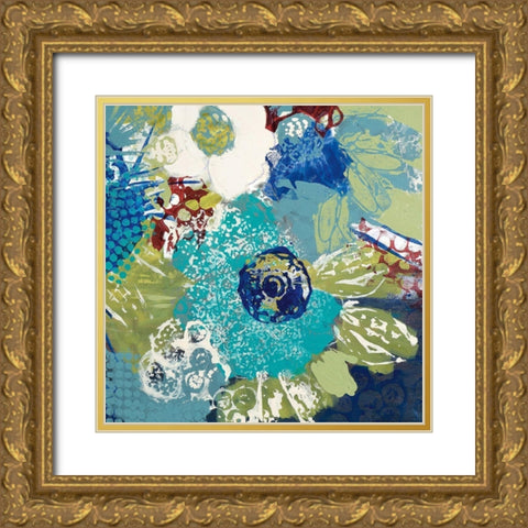 Garden Blues IV Gold Ornate Wood Framed Art Print with Double Matting by Bernsen, Leslie