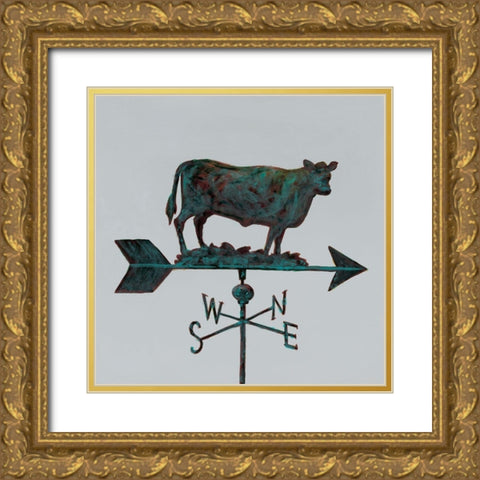 Rural Relic Cow Gold Ornate Wood Framed Art Print with Double Matting by Fisk, Arnie