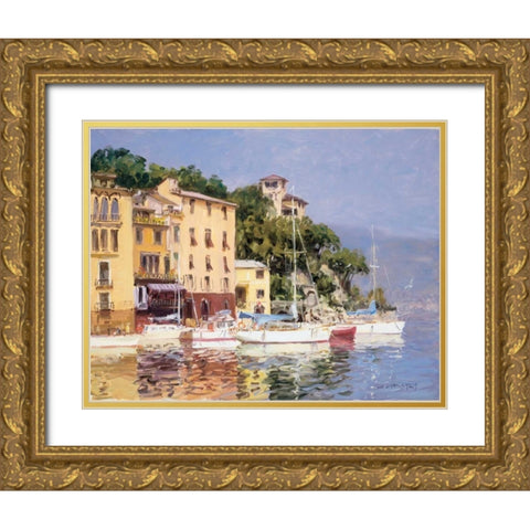 Morning Light Gold Ornate Wood Framed Art Print with Double Matting by Bates, George
